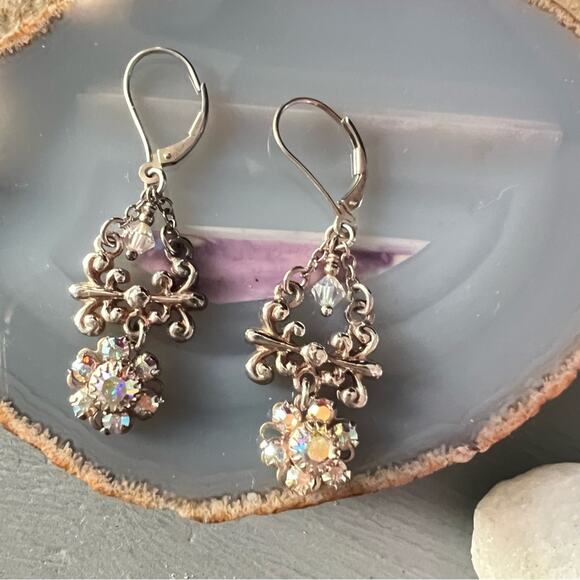FI Sterling Silver Crystal Beaded Earrings - Picture 7 of 7